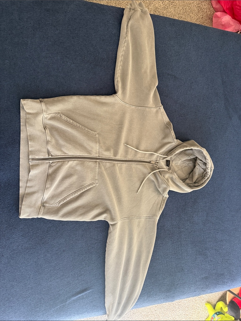 Cotton On Men's Full-Zip Hooded Sweatshirt in Light Gray